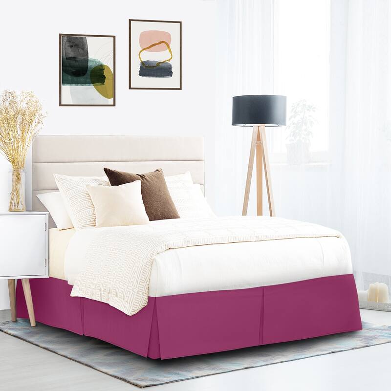 Clara Clark Pleated Bed Skirt-14 inch Tailored Drop - Soft Double Brushed Premium Microfiber Ruffle Bed Skirt - Includes 8 Pins