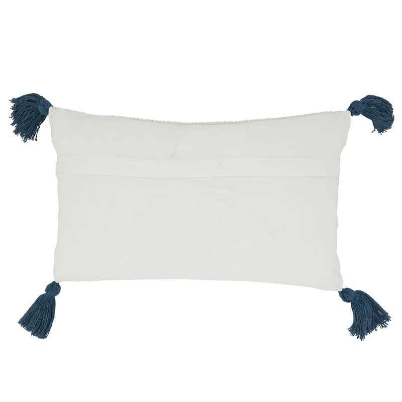 Striped Pillow With Tassel Corners Design