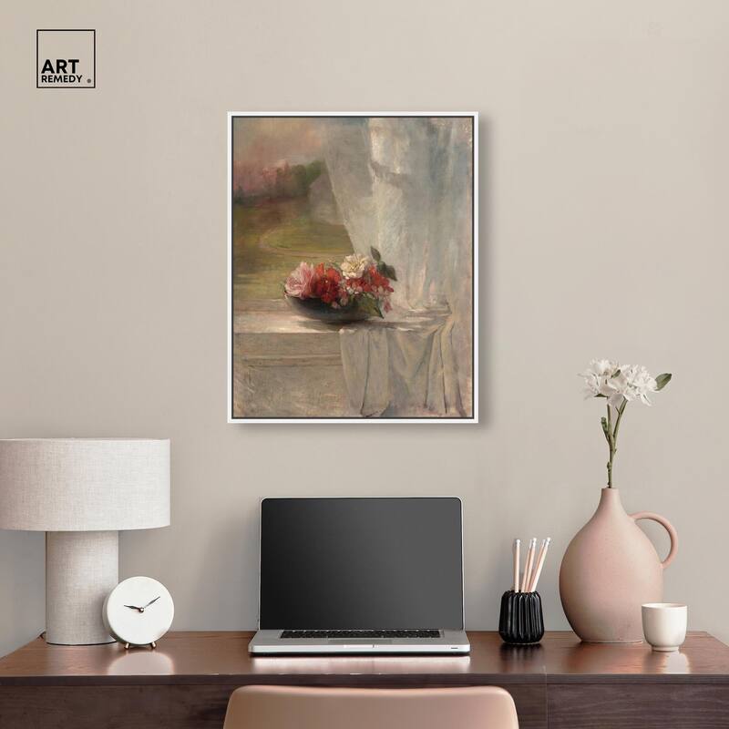 Flowers on a Window Ledge 1861 Canvas by Art Remedy