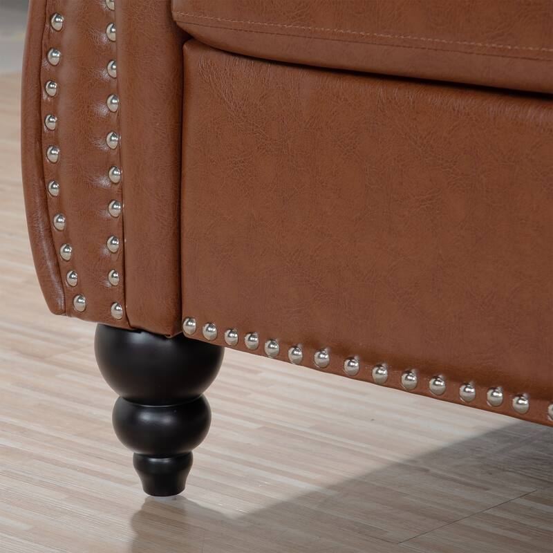 84.65" Rolled Arm Chesterfield 3 Seater Sofa