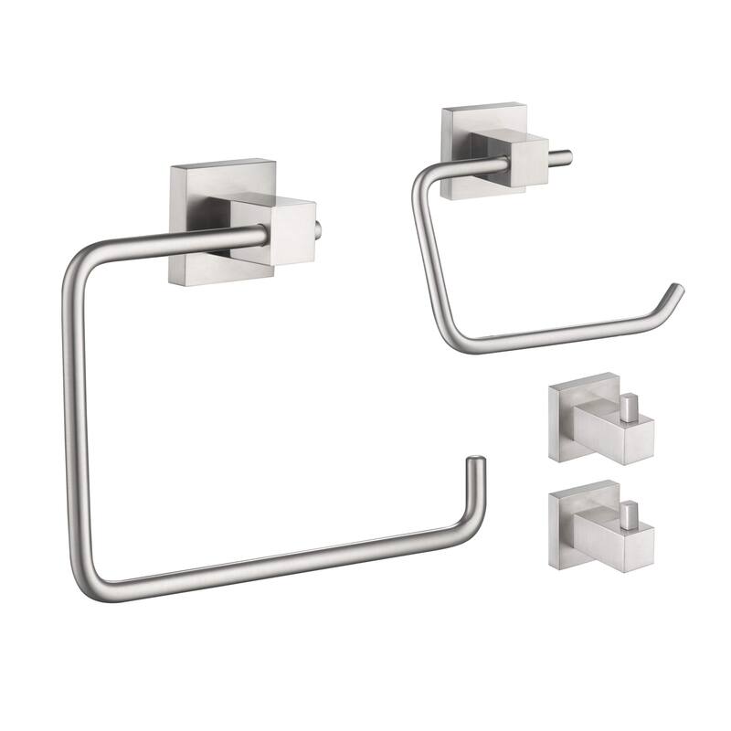 Cube 4-Piece Bathroom Hardware Set - Brushed Nickel
