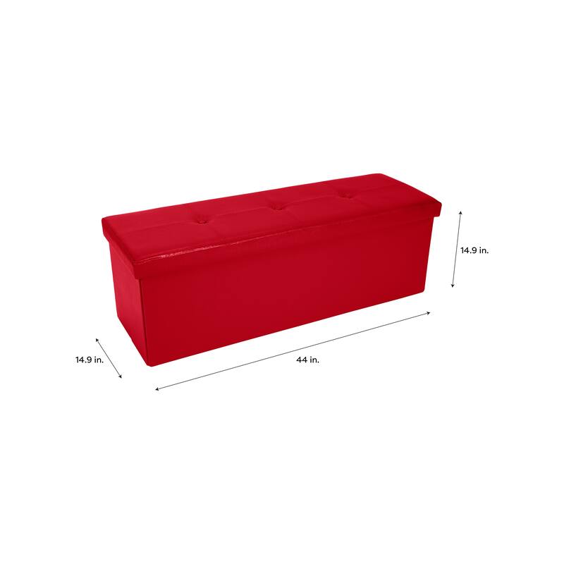 Simplify Faux Leather Triple Folding Storage Ottoman
