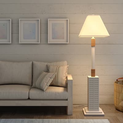 Lux Lighting 63'' Coastal White Shutter Floor Lamp - 3 Way Switch