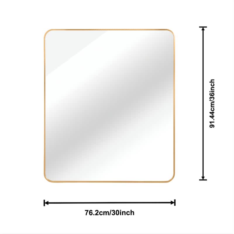 Rectangular Bathroom Wall Mirror with Aluminum Frame,Hooks and Screws