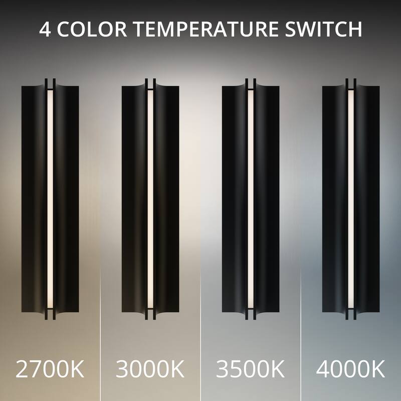 Strait 16in LED Outdoor Wall Light Selectable CCT 2700-3000-3500-4000K set to 2700K in Black