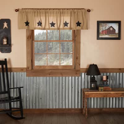 Burlap with Stencil Stars Valance