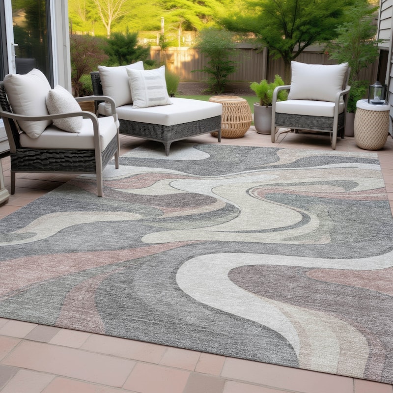 Machine Washable Indoor/Outdoor Soft Contemporary Chantille Rug