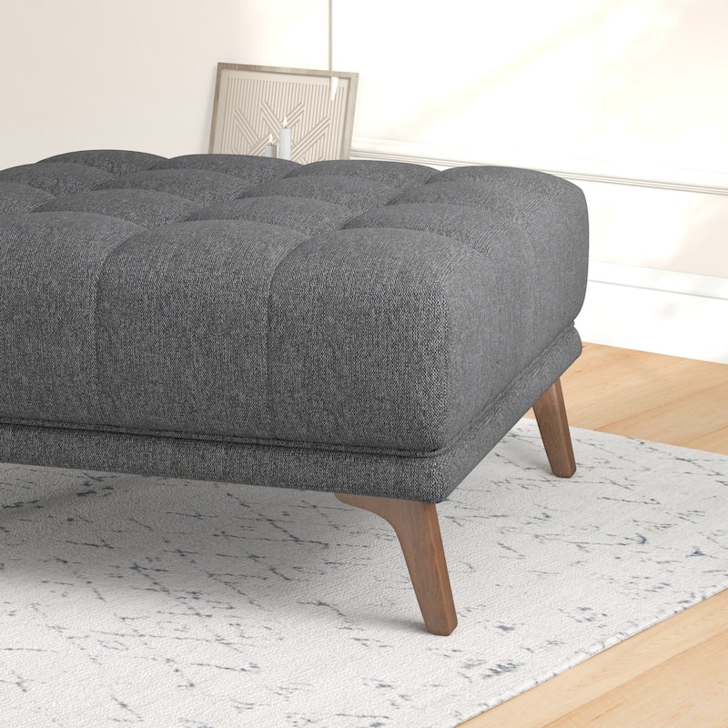 GDFStudio - Addison Modern 37" Square Tufted Linen Upholstered Ottoman