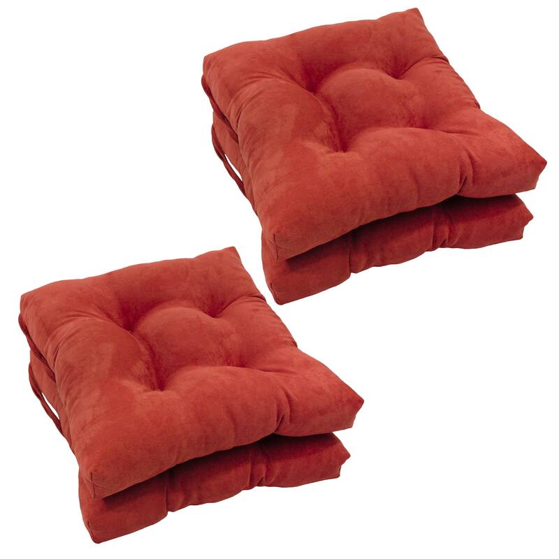 16-inch Square Indoor Microsuede Chair Cushions (Set of 2, 4, or 6) - Set of 4 - Cardinal Red