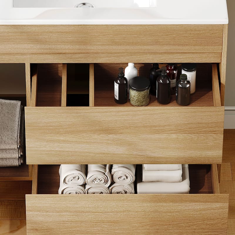 Moasis 37" Freestanding Single Bathroom Vanity with 1 Soft Closing Cabinet & 2 Drawers