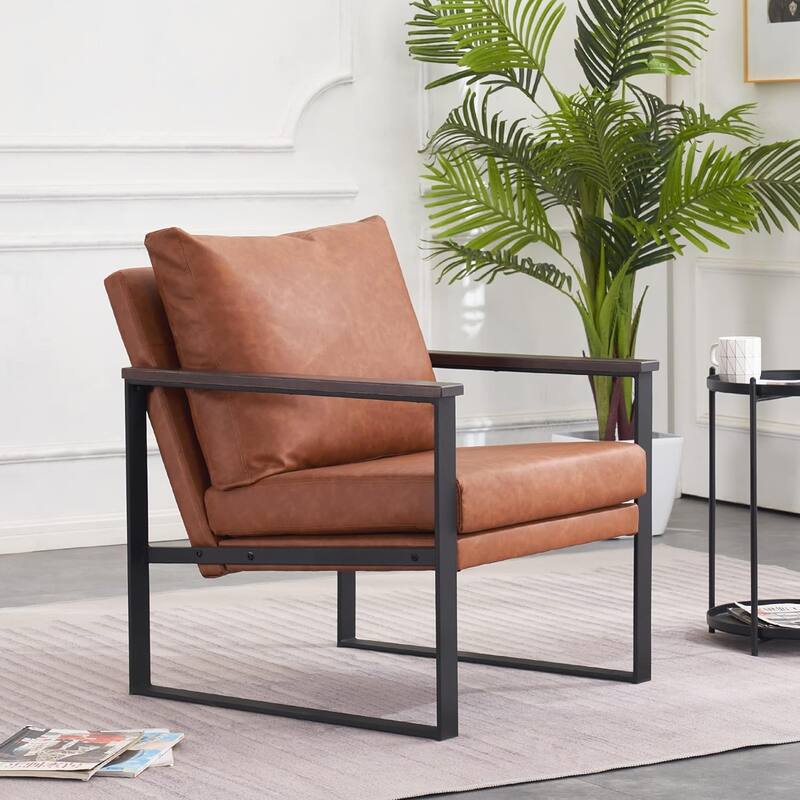 MCombo set of 2 Modern Accent Chair with Upholstered Cushion, Faux Leather HQ304