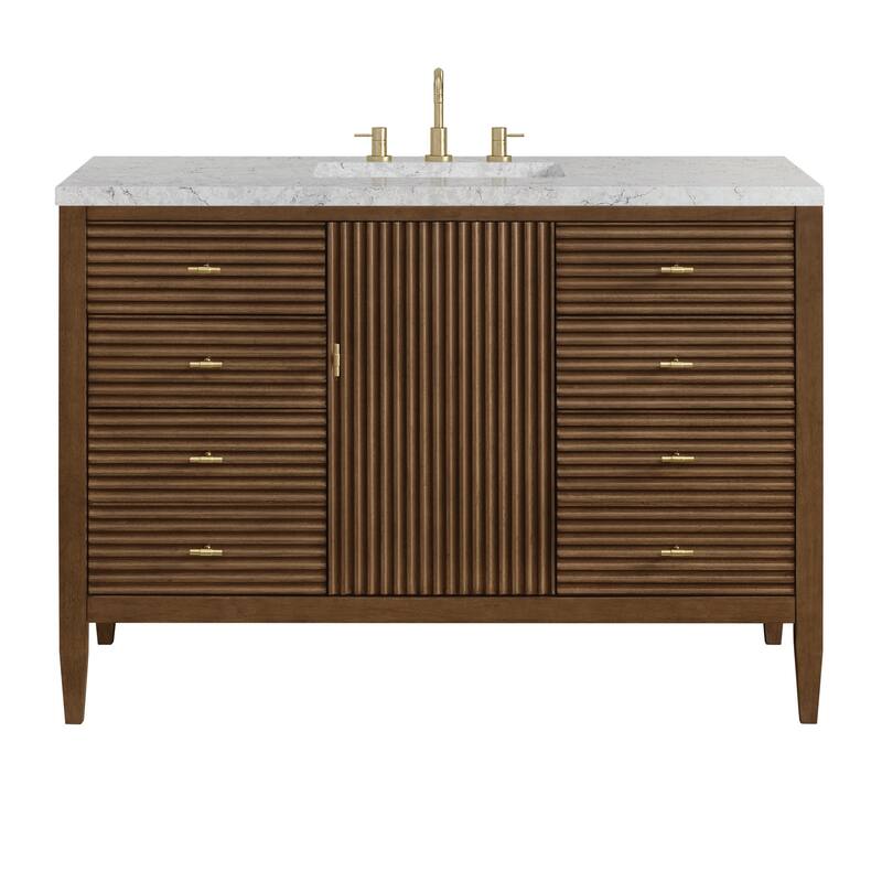 James Martin Vanities 485-V48-3EJP Myrrin 48" Single Basin Wood Vanity - Mid-Century Walnut - Walnut Finish