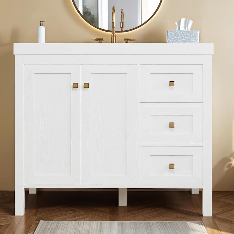 Moasis 36"/42" Bathroom Vanity Cabinet Set with Sink Combo and 3 Drawers & Cabient - 36" - White