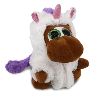 DolliBu Sparkle Eyes Moose Unicorn Plush Stuffed Animal with Outfit - 8 inches