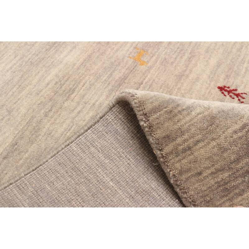 ECARPETGALLERY Hand Loomed Kashkuli Gabbeh Grey Wool Rug - 2'7 x 7'6