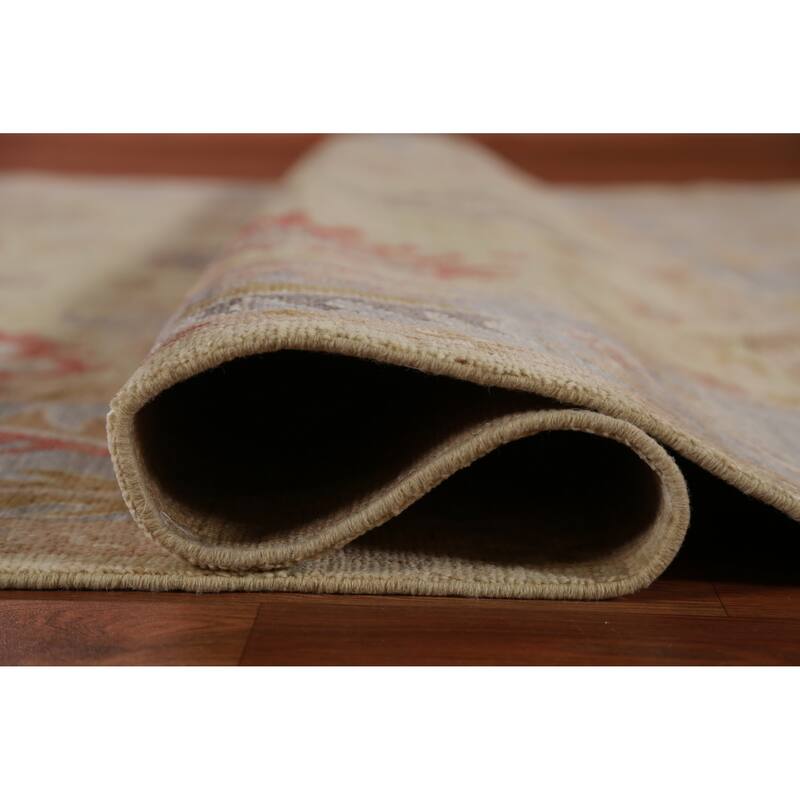 Hand Knotted Oriental 100% Wool Carpet Transitional All-Over Green Oushak Area Rug - 10' 3'' X 8' 7''