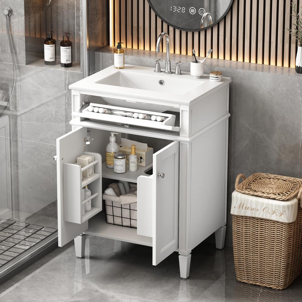 Roomfitters 24" Bathroom Vanity with Sink, Freestanding Vanity Cabinet with Soft Closing Doors and Tip-Out Drawer