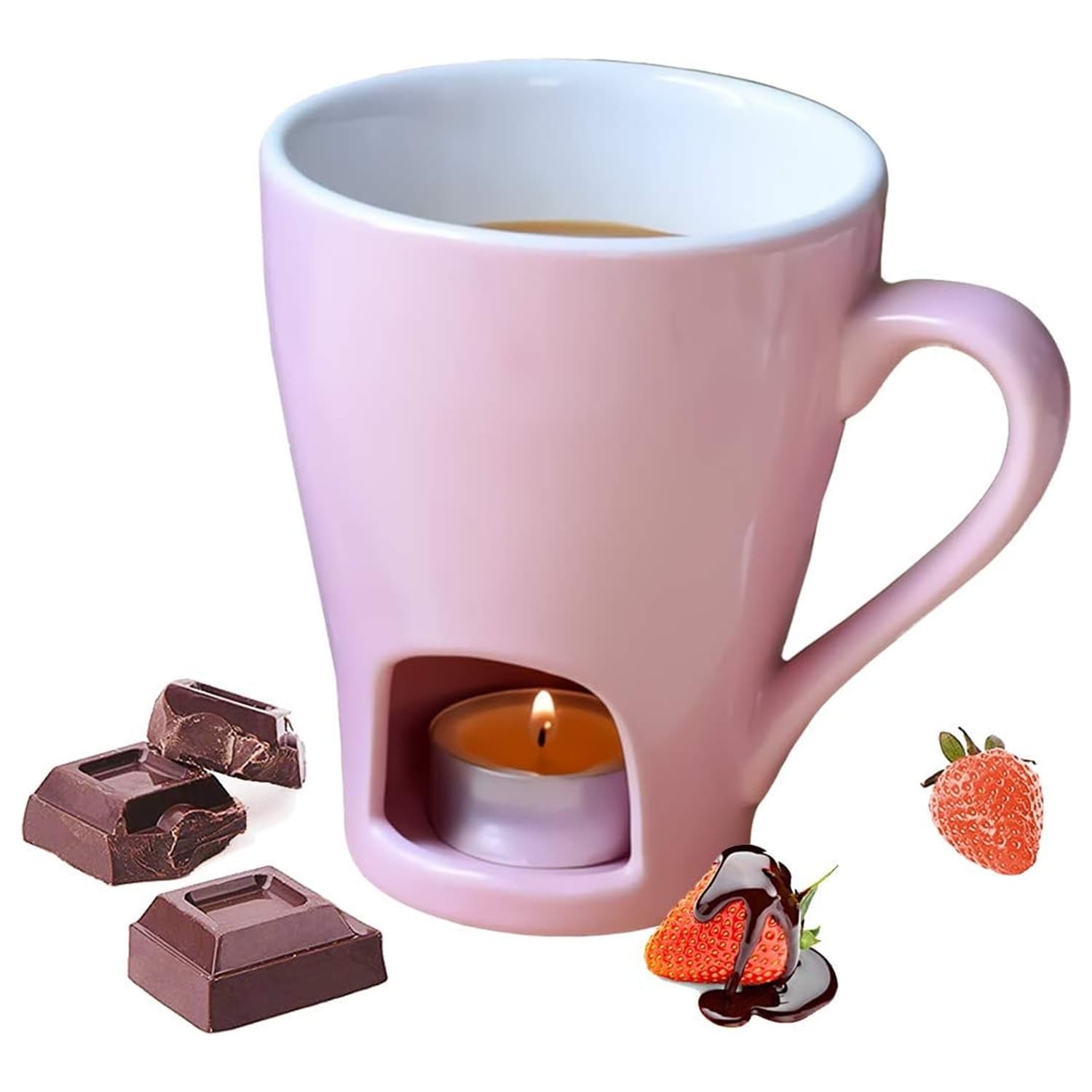Mini Ceramic Personal Fondue Mugs for Chocolate Cheese Candy