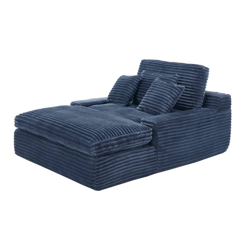 Modern Upholstered Chaise Lounge Sofa for Living Room Office, 75" Oversized Leisure Sofa 2 Seat Sleeper Couch with Pillows