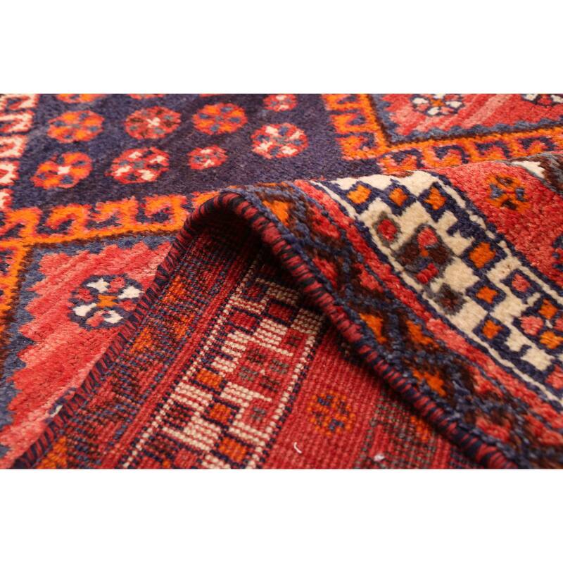 ECARPETGALLERY Hand-knotted Melis Vintage Dark Navy, Red Wool Rug - 4'5 x 10'8