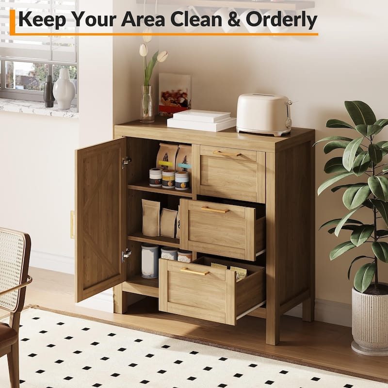 Wooden Storage Cabinet with 3 Drawers