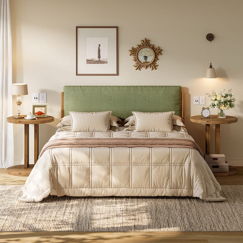 19.68" Round C-Shaped Solid Wood Nightstand - 2 Packs