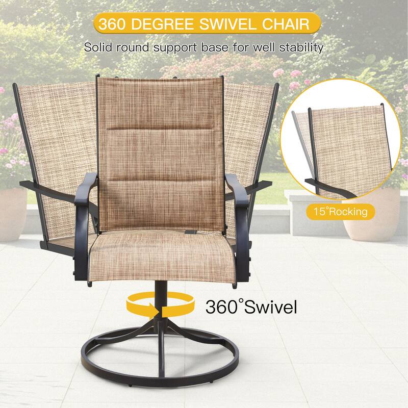 Patio Dining Set, Outdoor Dining Table and Chairs Set with Textilene Chairs, Adjustable Umbrella Hole for Garden, Backyard