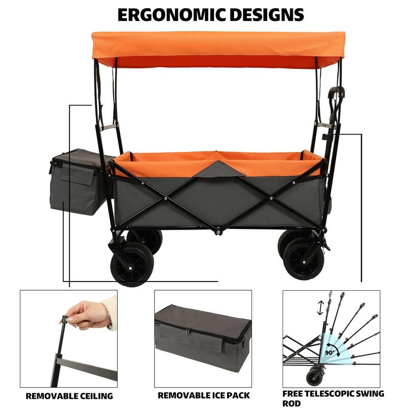 480 lb Folding Wagon Stroller with Canopy & Mosquito Net