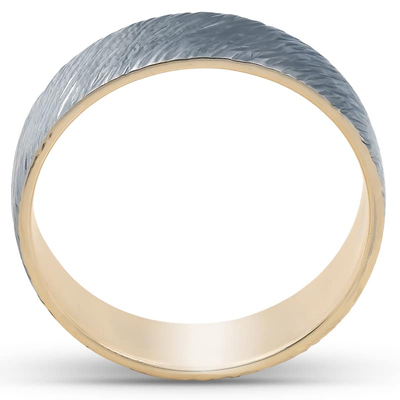 5mm Black & Yellow Gold Two Tone Ring Mens Wedding Band