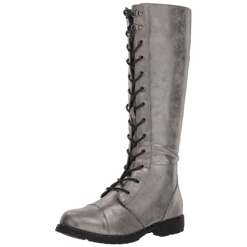 white knee high combat boots