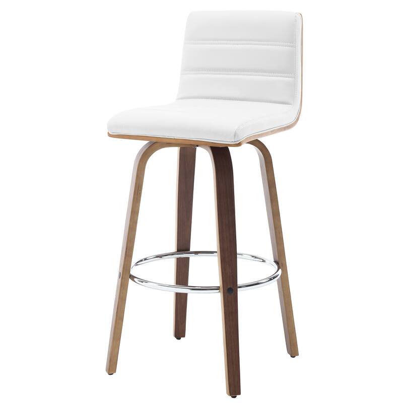 Modern Leather Upholstered Swivel Counter/Bar Stools, Set of 2