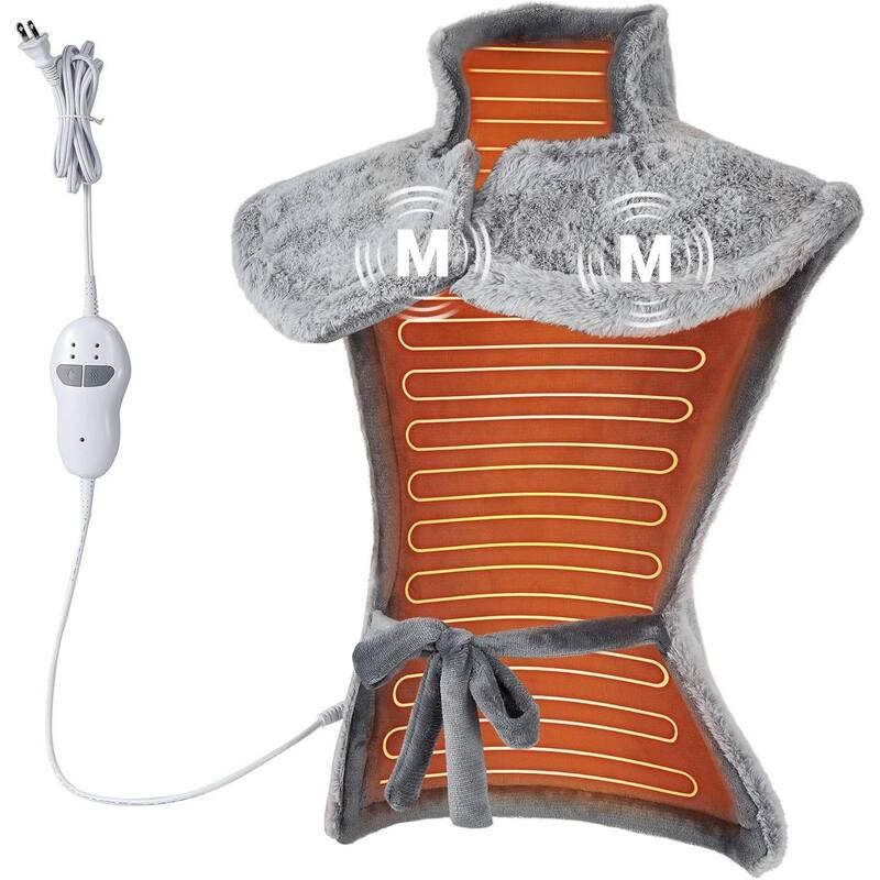 35"x24" Electric 2 Massaging Heating Pad for Back Neck Shoulders Pain Relief, Best Winter Gifts - Grey
