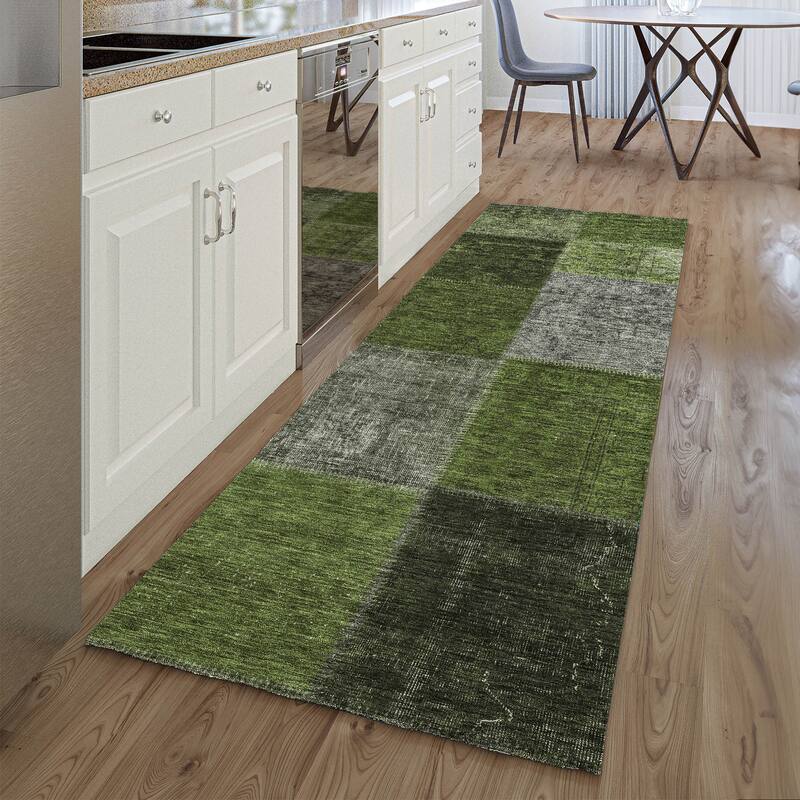 Premium Washable Super Soft Vintage Global Mayfield Rug - Olive - 2' 3" x 7' 6" - Runner