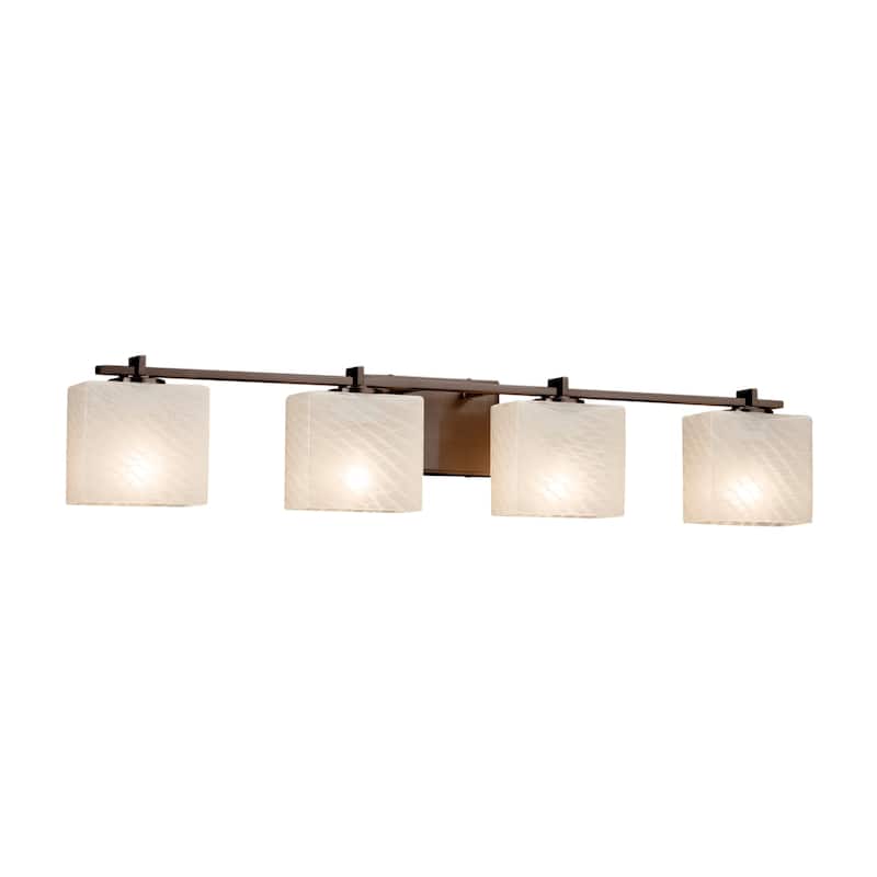 Justice Design Fusion Era 4-light Dark Bronze Bath Bar, Weave Rectangle Shade