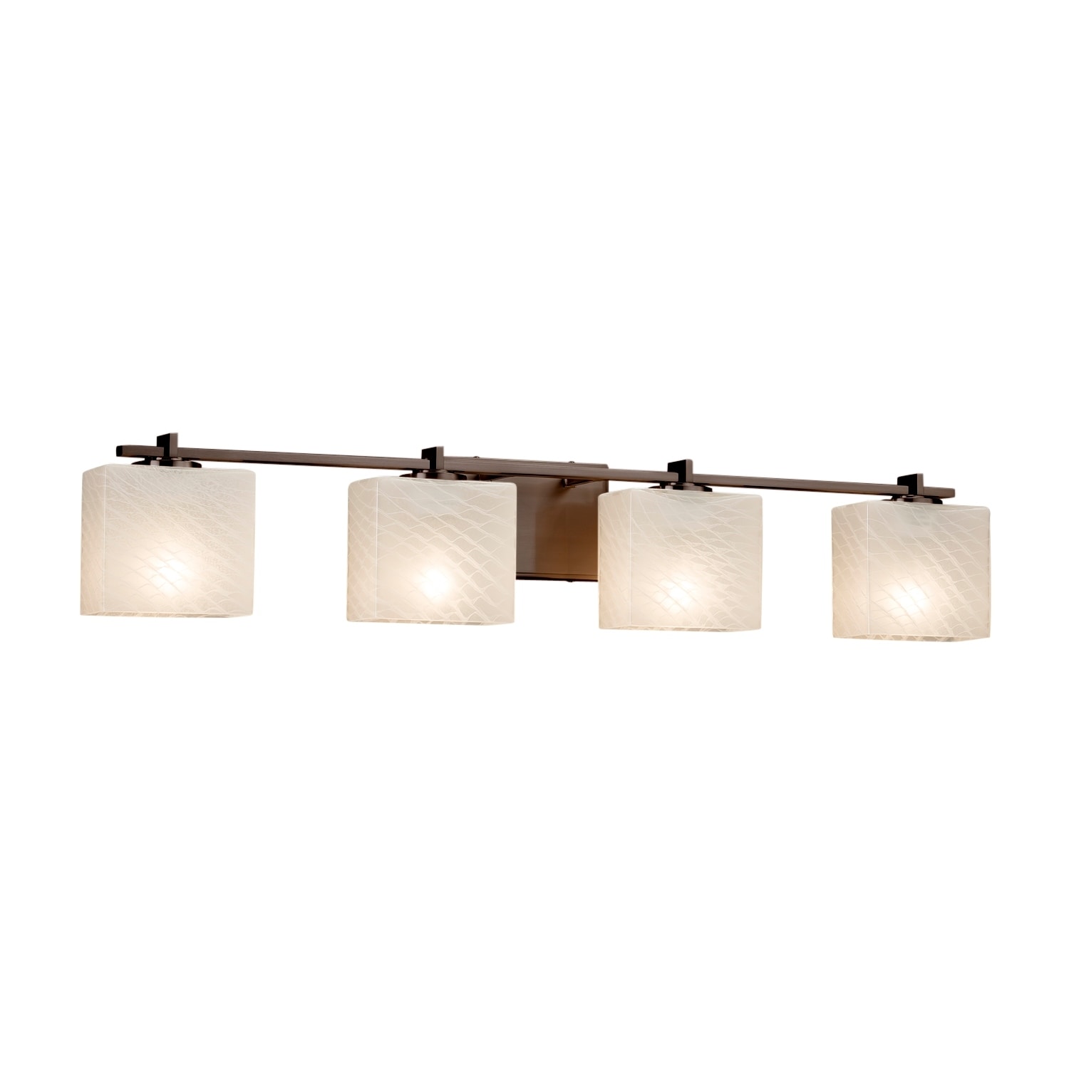 Justice Design Fusion Era 4-light Dark Bronze Bath Bar, Weave Rectangle Shade