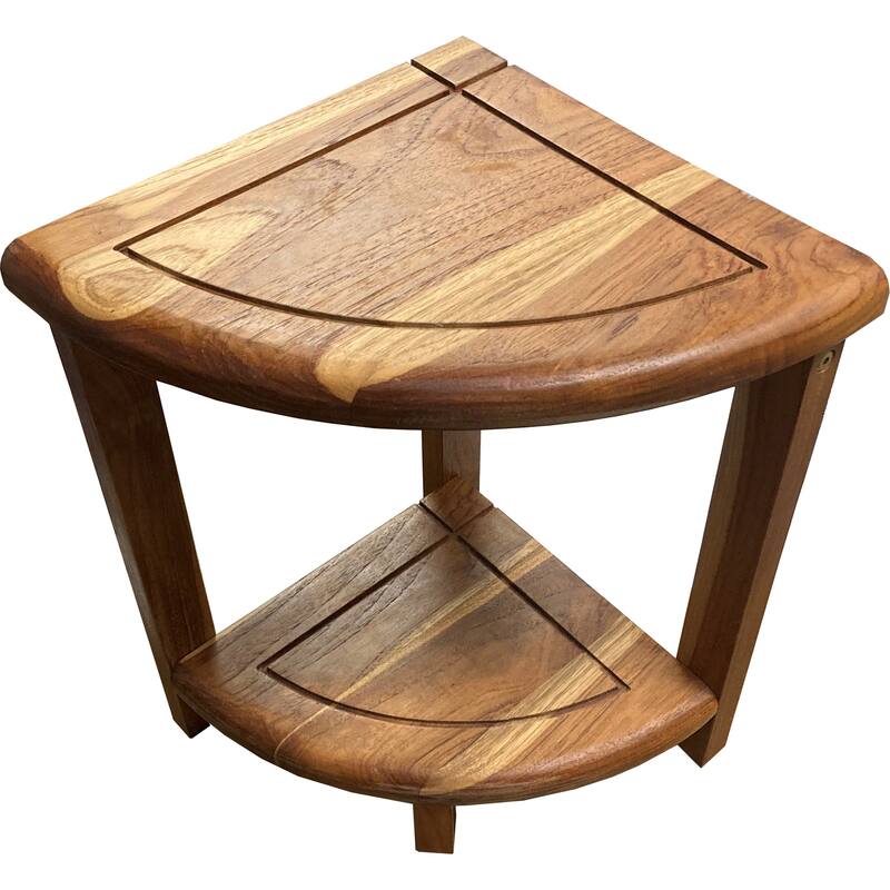 EcoDecors SnazzyCorner EarthyTeak 18" Teak Shower Shelf - 18" L x 12 D x 18" H