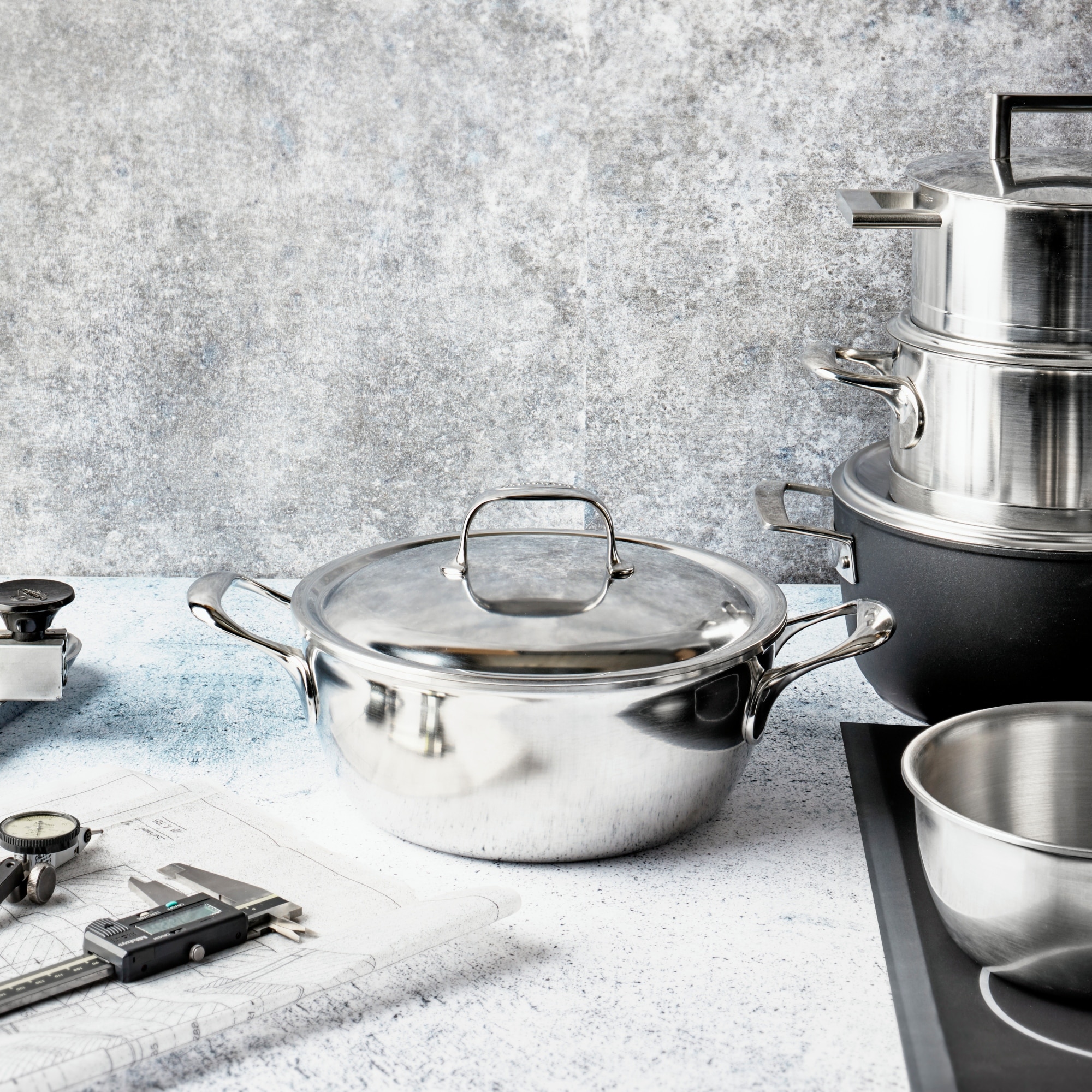 Demeyere Atlantis 7, 3.5 qt Conical Braiser with Lid, 7 Ply Made in Belgium