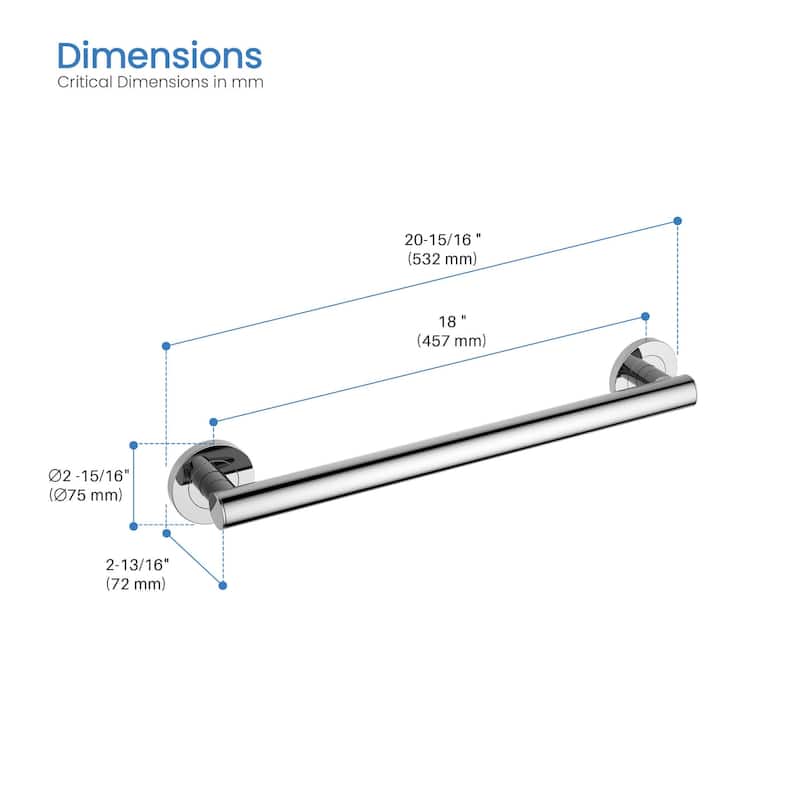 18-Inch Stainless Steel Bathroom Safety Grab Bar