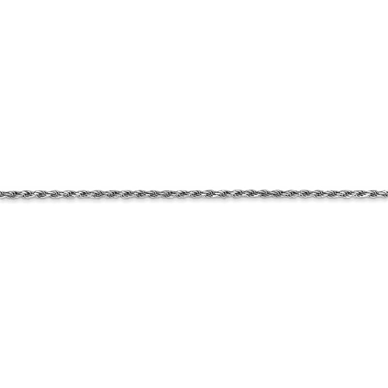 Curata Women's 10k White Gold 1.5mm Diamond-Cut Rope Chain Anklet - 9 Inch - Lobster Claw