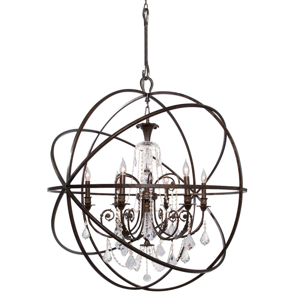 Solaris 6 Light Spectra Crystal Bronze Sphere Chandelier - 40'' W x 42'' H