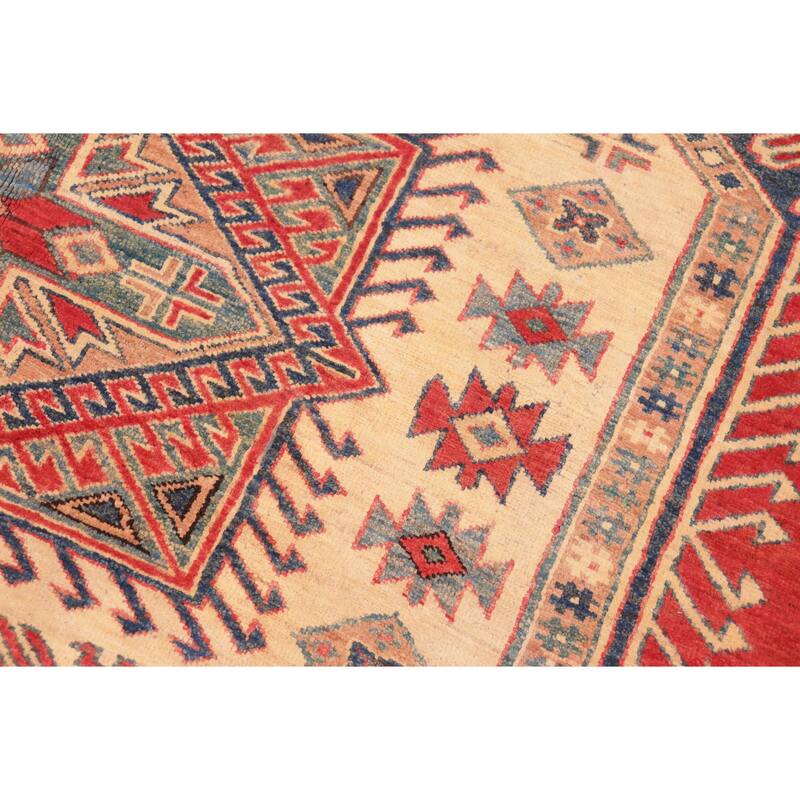 Rustic Super Kazak Cyrus Rust/Tan Hand Knotted Wool Rug - 6'11'' x 9'3''