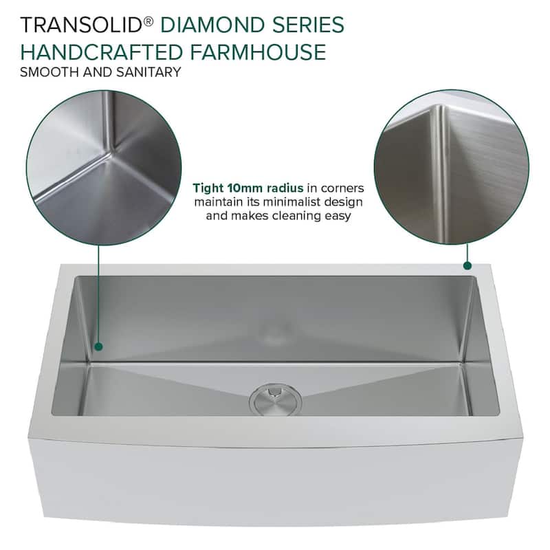 Diamond Sink Kit with Farmhouse Style Super Single Bowl, Magnetic Accessories Kit, and Drain Kit - No Faucet Hole