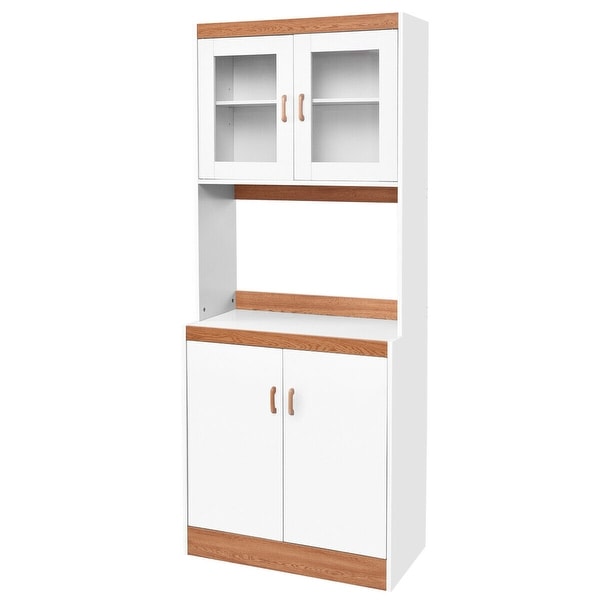 Shop Gymax Tall Microwave Cart Stand Kitchen Storage Cabinet