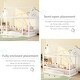 preview thumbnail 6 of 25, Twin Size Floor Kids Bed with House Roof Frame and Guardrails, White