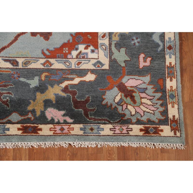 Transitional Gray Oushak Oriental Area Rug Handmade Wool Carpet - 8'1"x 9'10"