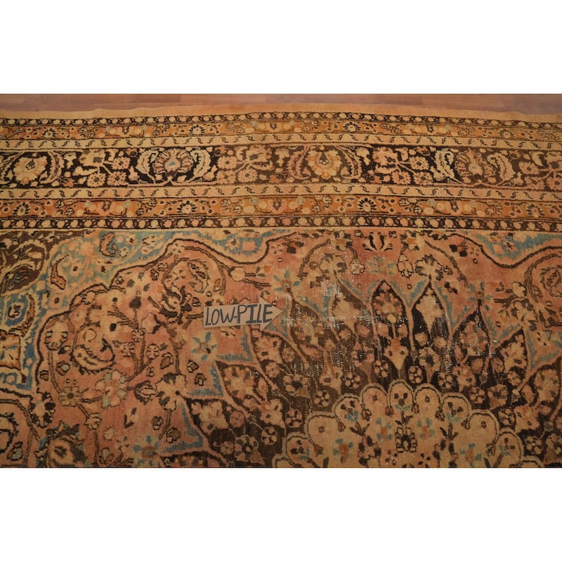 Hand Knotted Oriental 100% Wool Carpet Traditional Floral Oranges & Rust Tabriz Area Rug - 12' 10'' X 10' 0''