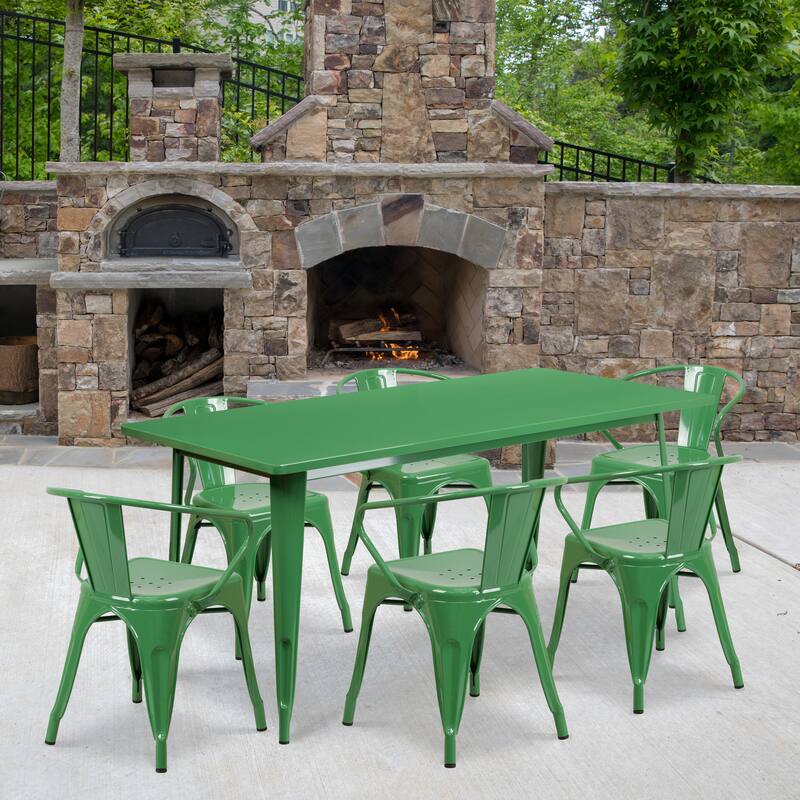 Rectangular Metal Indoor-Outdoor Table Set