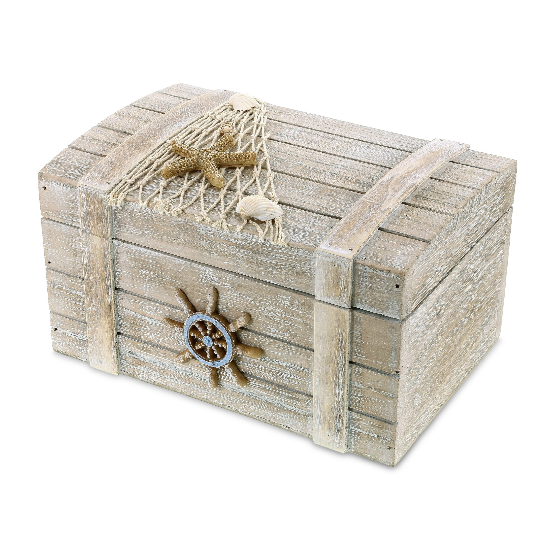CoTa Global Vintage Wooden Jewelry Box with Starfish Decor - 9 Inch - 9 inches