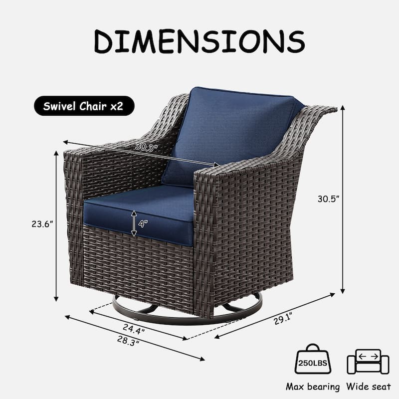 Cozywor Outdoor Patio Swivel Rattan Rocking Wicker Chairs Set of 2 for Backyard Porch Deck, Metal Rocking Frame - N/A