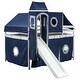 preview thumbnail 5 of 18, Impression Full Size Playhouse Inspired Bunk Bed with Slide Pink Tent and Tower, Sturdy Construction & Unique Design, Blue